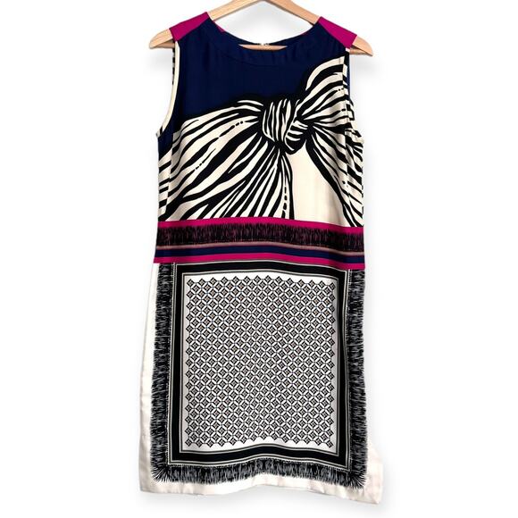 Per Se 100% Silk Art To Wear Sleeveless Round Neck Shift Dress Women's Size US 2 - Picture 1 of 8